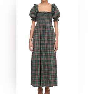 Hill House Green and Red (chestnut) Plaid Maxi Dress